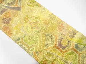 佐賀錦　束ね熨斗に花模様織り出し袋帯